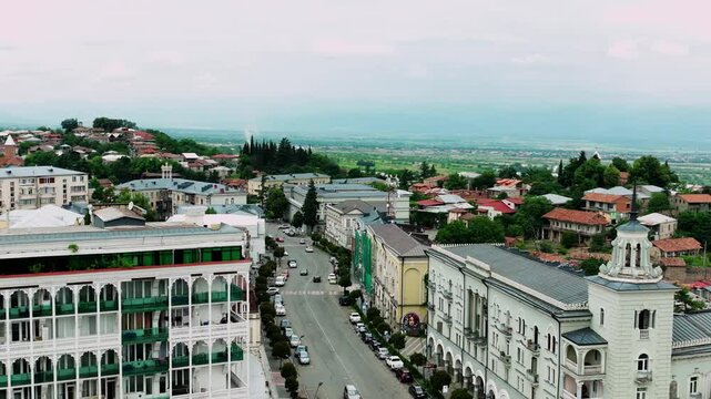 Morning landscape of Georgian city of Telavi 