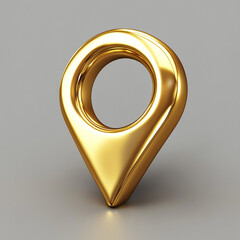 3d golden location sign symbol on silver background