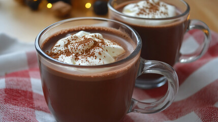 Hot chocolate with a dash of nutmeg and a frothy milk layer.
