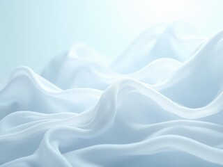 Fototapeta premium Soft Flowing Blue and White Silk Waves for Elegant Wallpaper