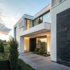 Majestic Entry: A Modern, Luxurious Detached Residence at Night