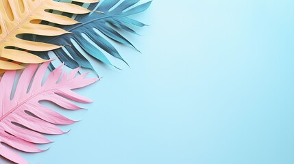 retro background minimalism with candy colors plants botanic prints , copy space