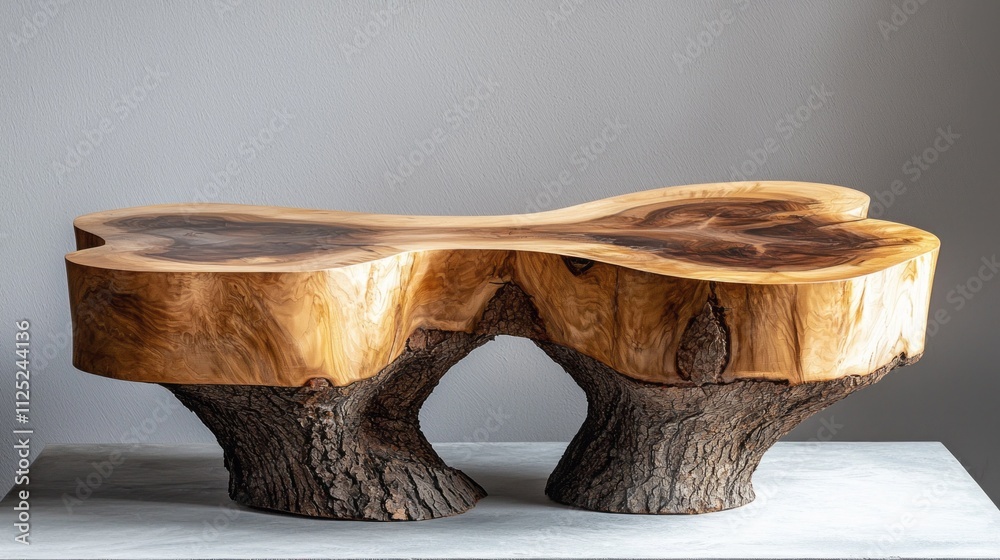 Fototapete this wooden podium, shaped from a single tree log, features a stunning natural finish with intricate