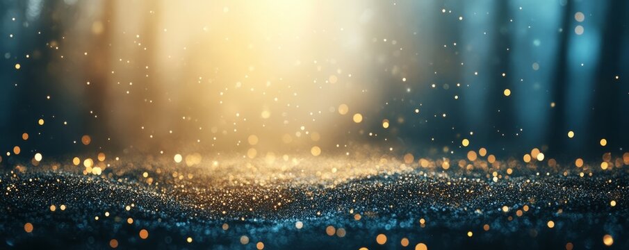 Enchanted Forest Glow: Magical Dust and Sparkling Lights Captured in a Dreamlike Scene