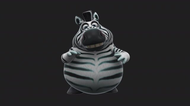 Fun 3D cartoon zebra talking (with alpha channel)
