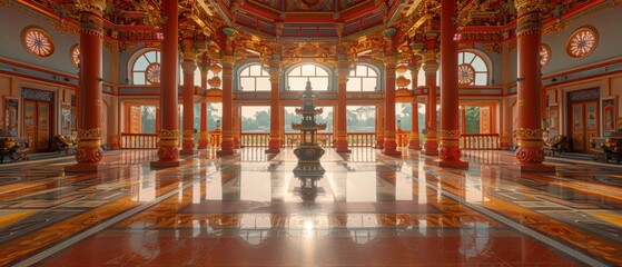 Obraz premium Majestic Asian Temple Interior Culture Architecture Peace Serenity Spirituality