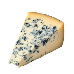 Wedge of blue cheese transparent background food photography culinary art close-up view gourmet concept