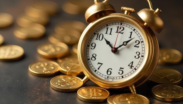 Investing time wisely bitcoin and clock digital currency modern office close-up view financial planning tips