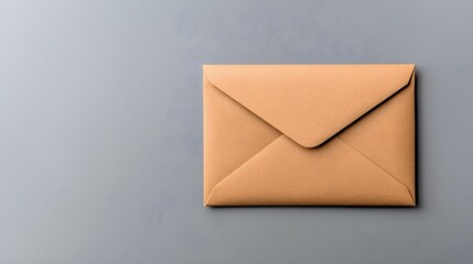 Awaiting Delivery: Light Beige Envelope on Grey Background 