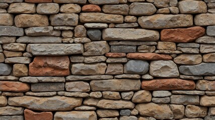 Wall made of stone and red bricks