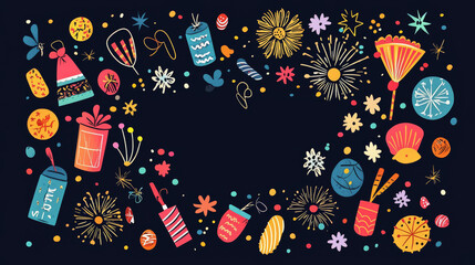 Festive celebration for New Year with decor.