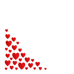 Red heart set. Happy Valentine's Day. Origami paper hearts in left corner. Cute flying half heart. Love greeting card, Poster, flyer, banner template. Flat design. Isolated. White background. Vector