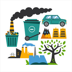 Striking Pollution Vector Illustrations for Print Media