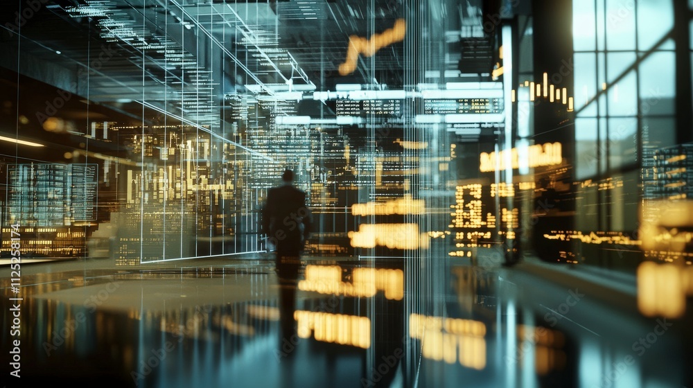 Aufkleber Powering the futureenergy stock market trends in a digital era business hub data visualization modern office view