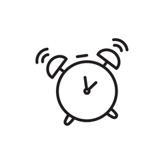 Alarm clock icon Flat art in black and white isolated