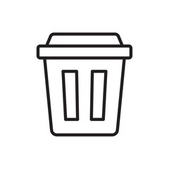 Bin icon Flat art in black and white isolated