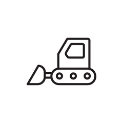 Bulldozer icon Flat art in black and white isolated