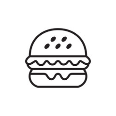 Burger icon Flat art in black and white isolated
