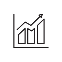 Business growth icon Flat art in black and white isolated