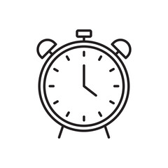 Clock icon Flat art in black and white isolated