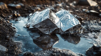 mercury toxic metal, spilled drops of mercury