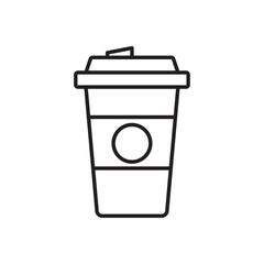 coffee cup icon Flat art in black and white isolated