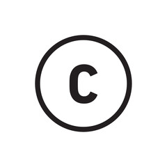 Copyright icon Flat art in black and white isolated