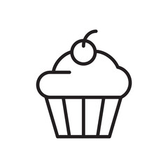 Cupcake icon Flat art in black and white isolated