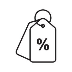 Discount tag icon Flat art in black and white isolated