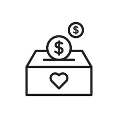 Donations icon Flat art in black and white isolated