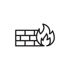 Firewall icon Flat art in black and white isolated