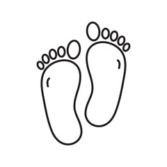 Footprint icon Flat art in black and white isolated