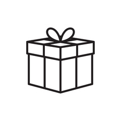 Gift icon Flat art in black and white isolated
