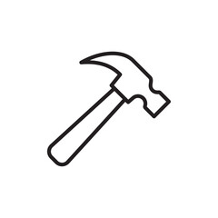 Hammer icon Flat art in black and white isolated