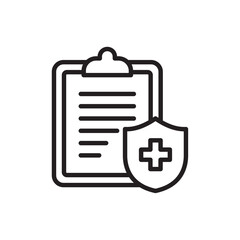 Health insurance icon Flat art in black and white isolated