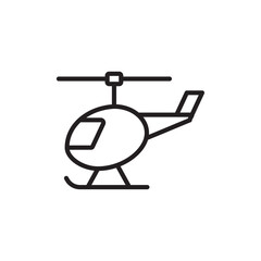 Helicopter icon Flat art in black and white isolated