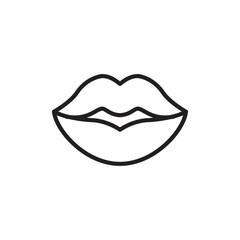 Lips icon Flat art in black and white isolated