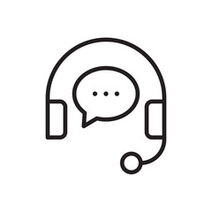 Live chat icon Flat art in black and white isolated