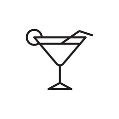 Martini glass icon Flat art in black and white isolated