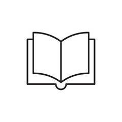 open book icon Flat art in black and white isolated