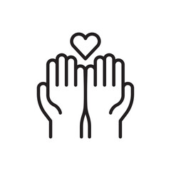 Philanthropy icon Flat art in black and white isolated