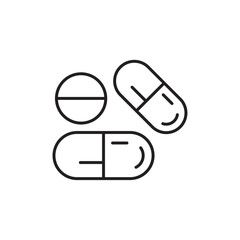 Pills icon Flat art in black and white isolated