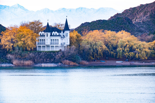 The castle on the coast of the Kapchagay reservoir not far from Almaty.