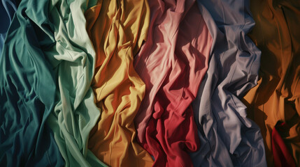 Obraz premium close up of colorful fabrics, colorful tshirts