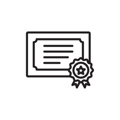 Qualification icon Flat art in black and white isolated