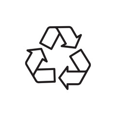 Recycling icon Flat art in black and white isolated
