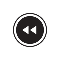 Rewind button icon Flat art in black and white isolated