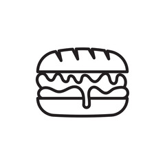 Sandwich icon Flat art in black and white isolated