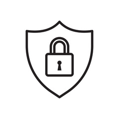 Security lock icon Flat art in black and white isolated