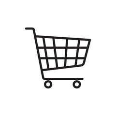 Shopping trolley icon Flat art in black and white isolated